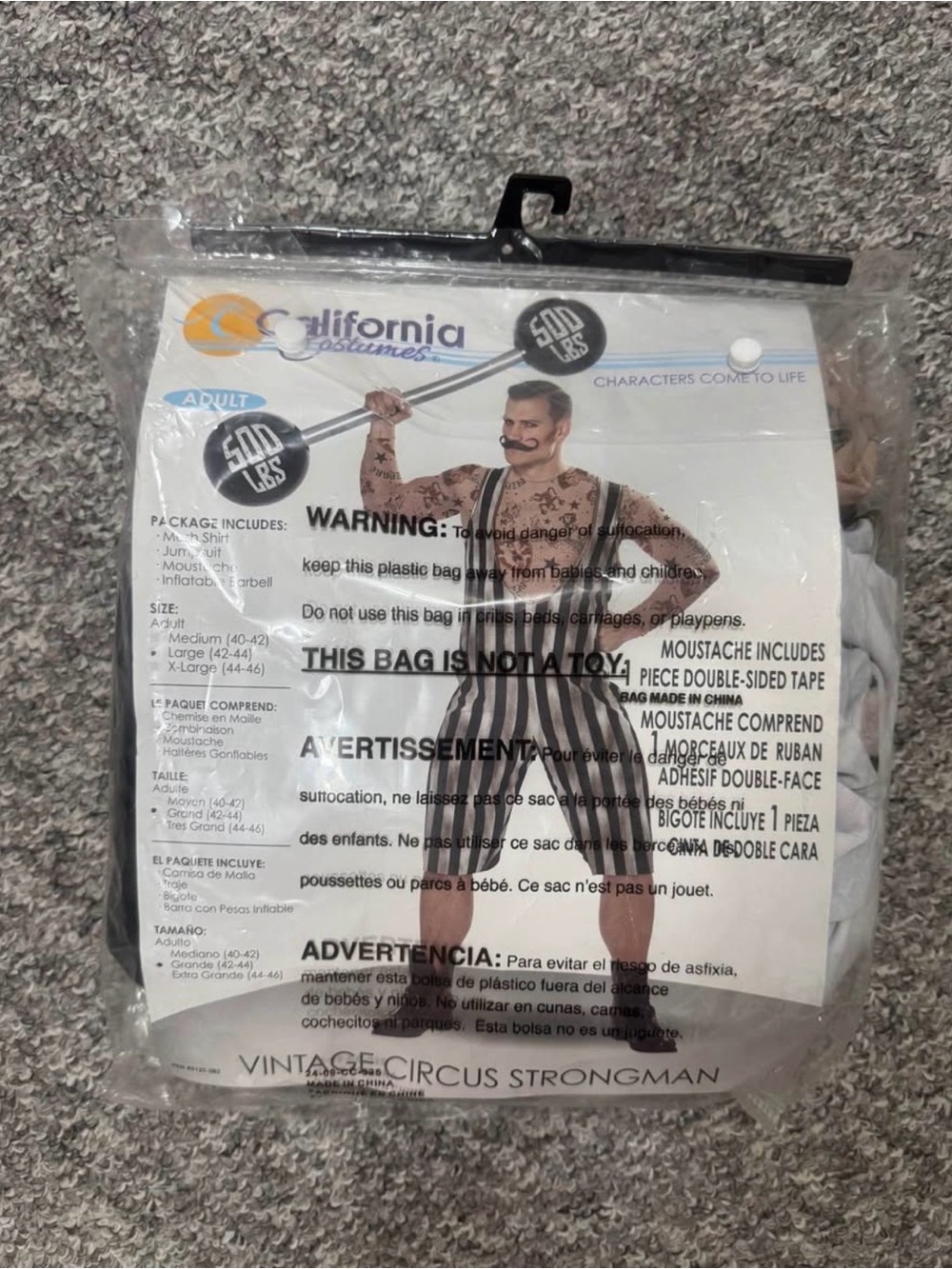 California Costumes Black & White Vintage Circus Strongman Costume